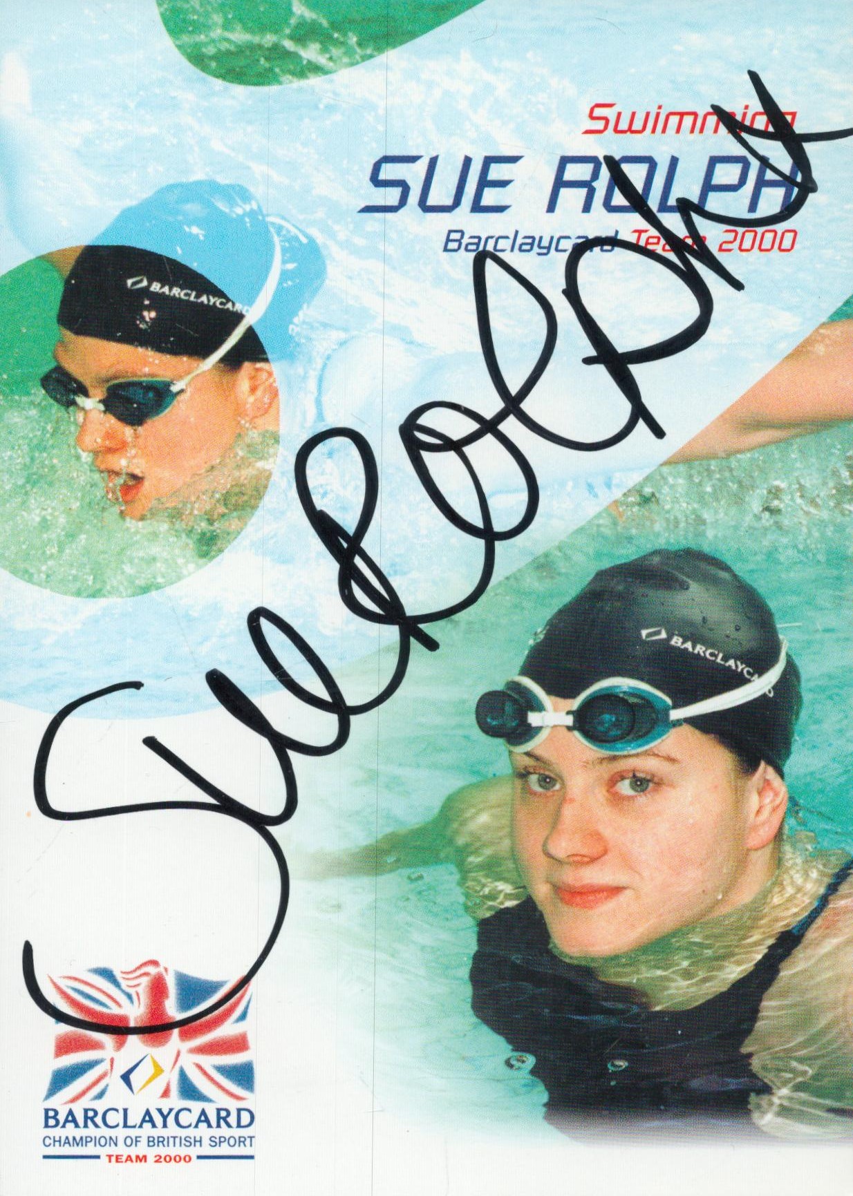 Sue Rolph signed promo colour photo Approx. 6x4 Inch. Is a female former freestyle and medley