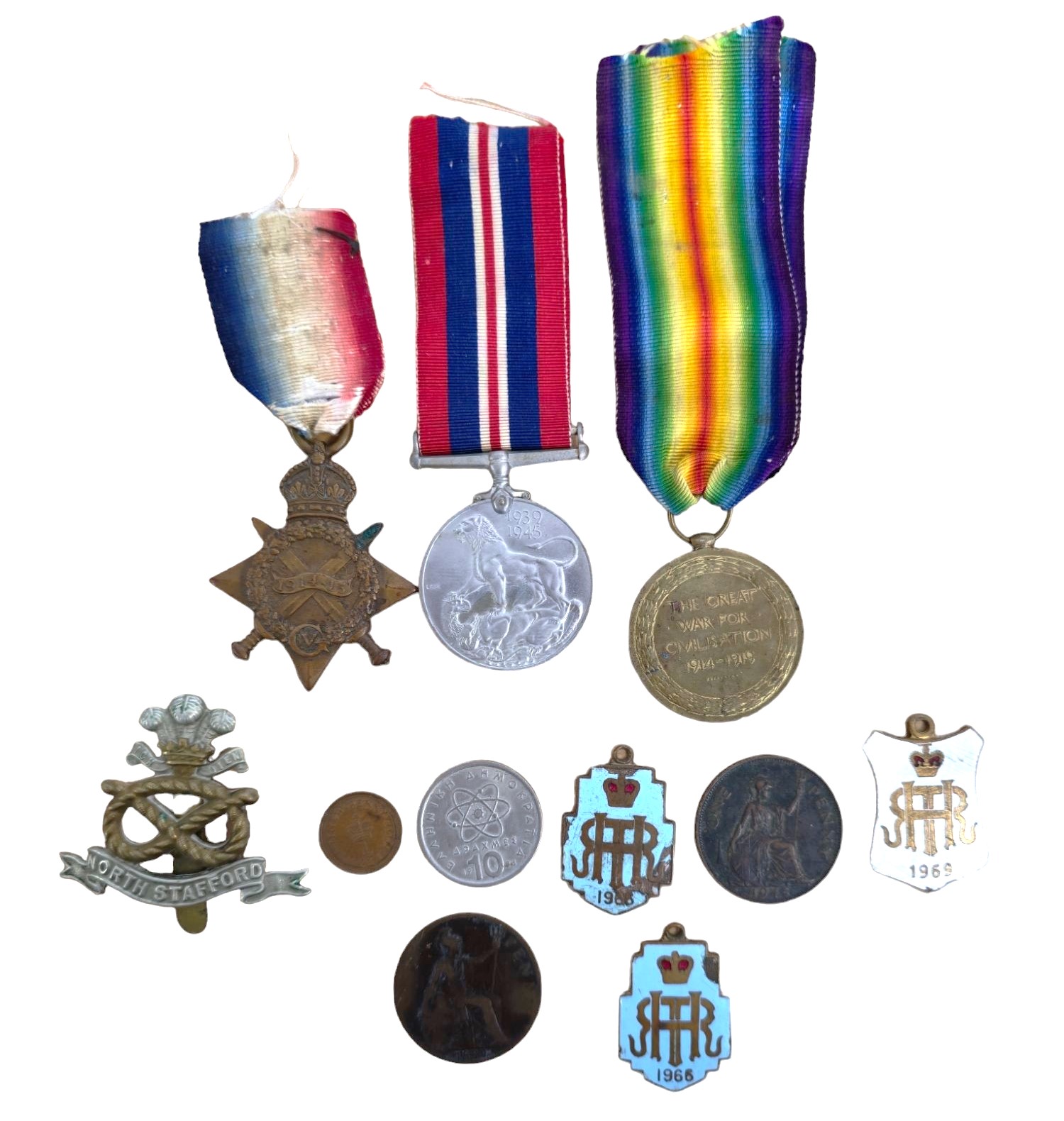 Vintage Military collection of coins, medals and badge. The Great War for Civilisation 1914-1919,3