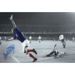Football Autographed COLIN STEIN 12 x 8 Photo : Colorized, depicting an iconic image showing Rangers