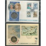 First Day Cover Collection. FDC Cover, Coin and Stamp Collection. 3 are Coin and stamp FDC Queen