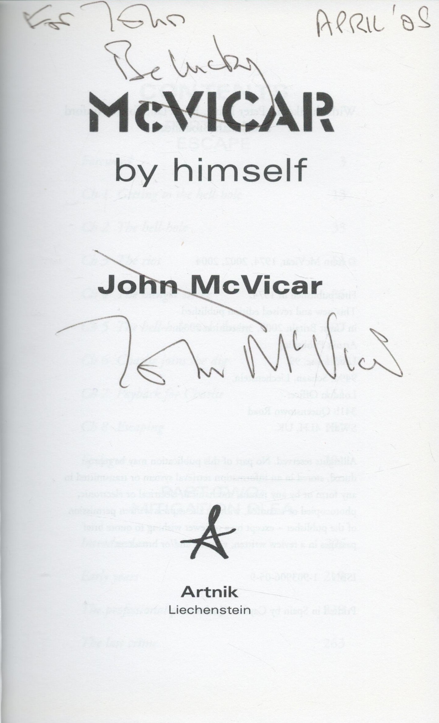 McVicar By Himself signed by John McVicar first edition paperback book. Good Condition. All - Image 2 of 3