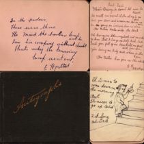 Vintage autograph book from 1900s includes poems and inscriptions from various people. May yield