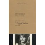Glenda Jackson signed black & white photo 5.5x3.5 Inch plus TLS Thank you letter. Was an English