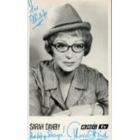 Sarah Danby signed promo black & white photo 5.5x3.25 Inch. Dedicated. An Actress. Good Condition.