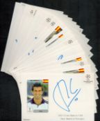 Football - Real Madrid - Champions League 2000-2001. Nineteen signed 6x3.5 inch cards with players