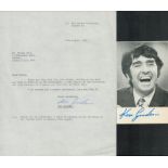 Ken Goodwin signed black & white photo Approx. 6x3.5 Inch plus TLS Thank you letter dated 10th
