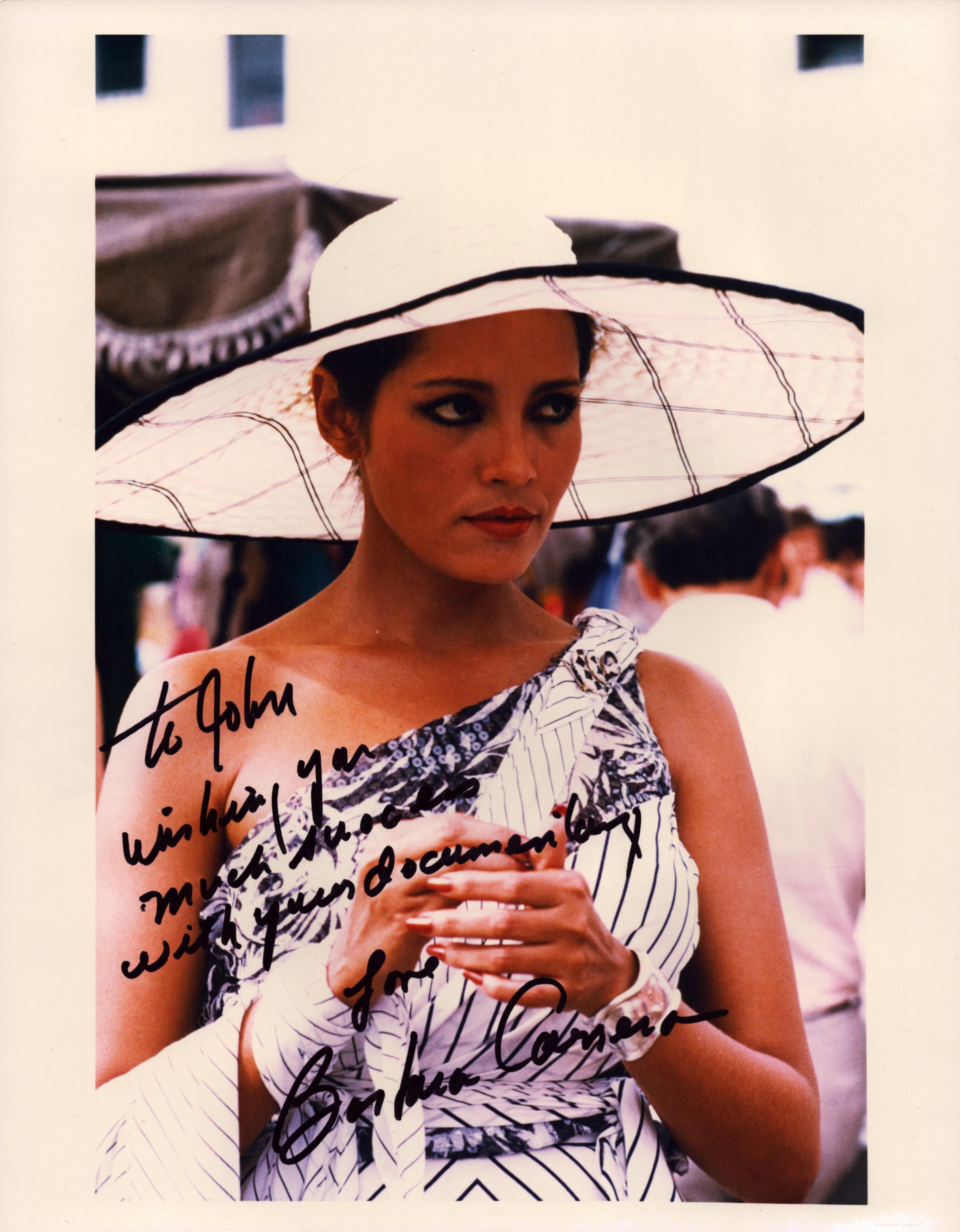 Barbara Carrera signed 10x8 inch colour photo. DEDICTED. Good Condition. All autographs come with