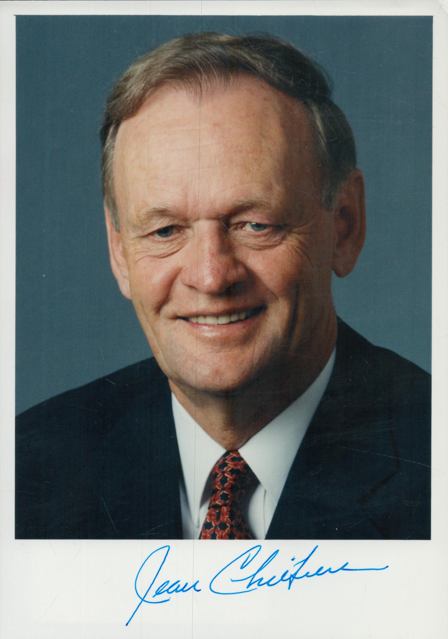 Jean Chrétien, PC OM CC KC AdE signed colour photo Approx. 7x5 Inch. Is a Canadian lawyer and