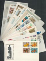 First Day Cover collection, includes Christmas 1974, 200th Anniversary of the Derby , Famous Figures