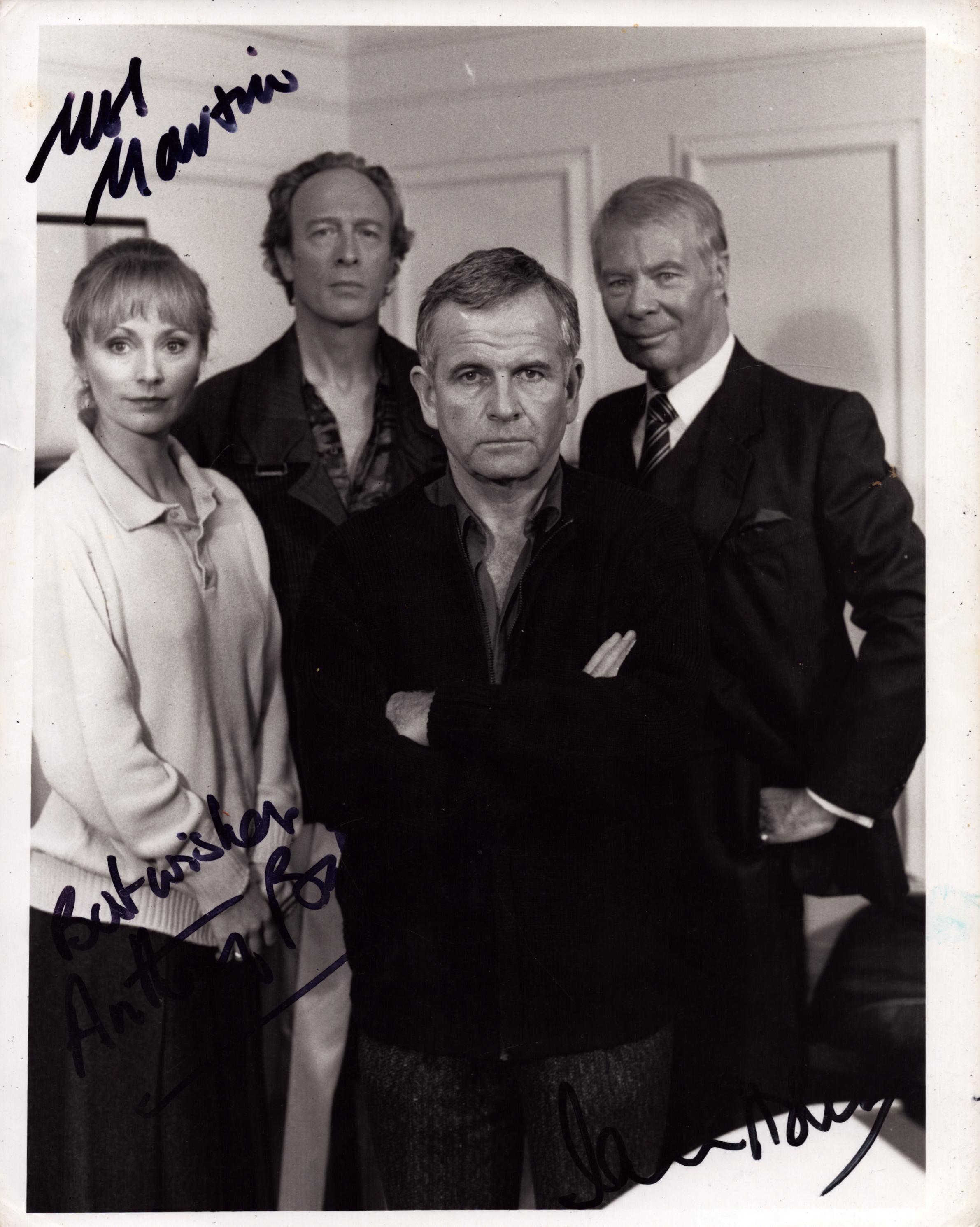 Mel Martin, Sir Ian Holm, Anthony Bate signed 10x8 inch black and white photo. Good Condition. All