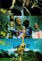 Monty Python and the Holy Grail, three original signed oversize trading cards, produced by