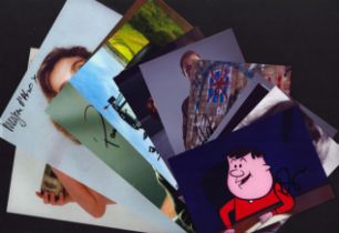 Entertainment Collection of 12 signed photos with signatures from Jeremy Clarkson, Ricky Gervais,