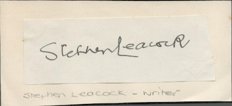 Stephen Leacock clipped signature. Political scientist writer. Good Condition. All autographs come