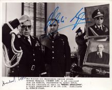 Herbert Lom and Alexei Sayle signed 10x8 inch black and white lobby card. Good Condition. All