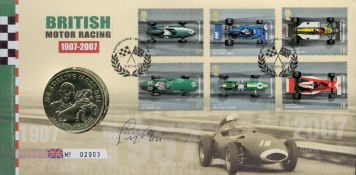 Stirling Moss (1929-1920), British Racing Driver. A British Motor Racing Coin FDC, signed by