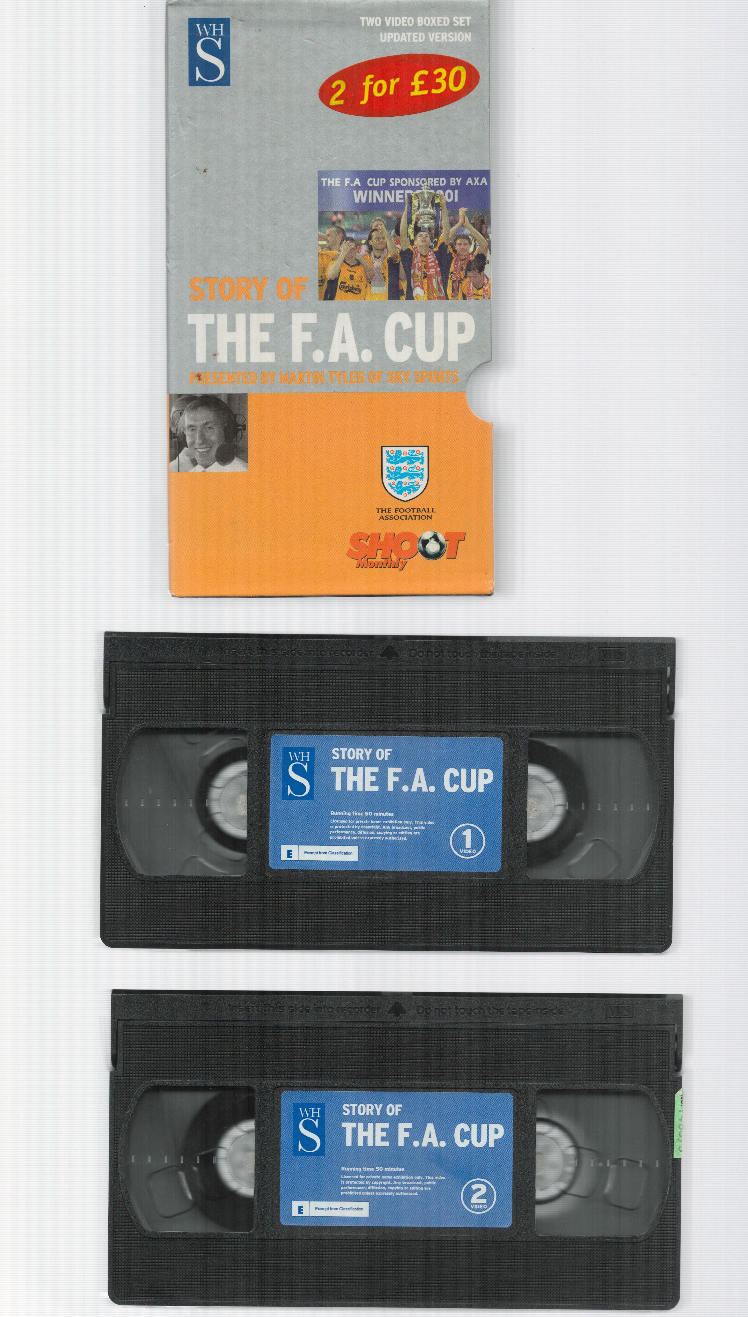 Story of The F.A Cup presented by Martin Tyler of Sky Sports includes 2 Video boxed set. Unsigned.