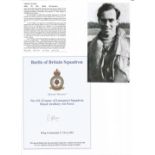 WW2 BOB fighter pilot Peter Olver 603 sqn signature piece with biography info fixed to A4 page. Good