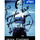 Heike Blaßneck signed postcard Approx. 6x4 Inch. Dedicated. Is a retired German hurdler. Good