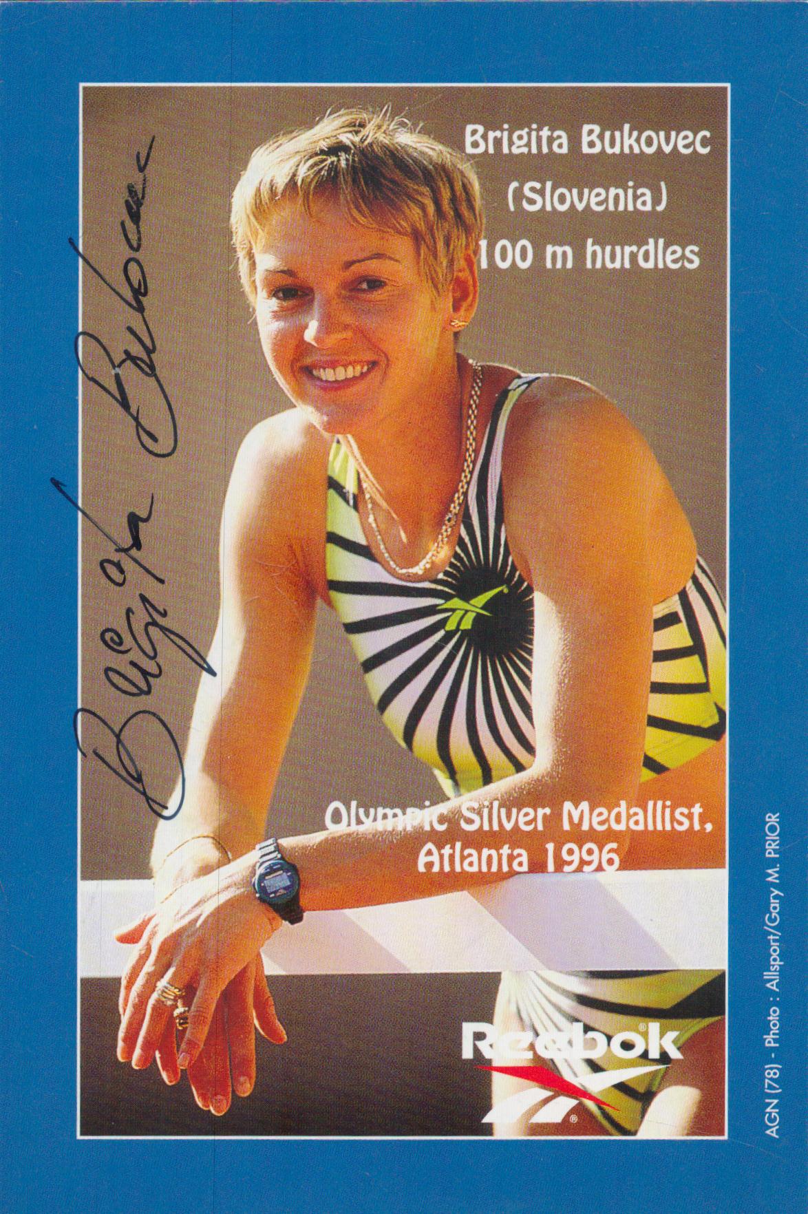 Brigita Bukovec signed promo colour photo 6x4 Inch. Is a retired Slovenian hurdler who won an