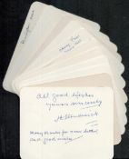 Cricket - Fourteen vintage signed cards, 4.5x3.5 inches and smaller, some dedicated with four