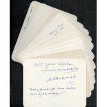 Cricket - Fourteen vintage signed cards, 4.5x3.5 inches and smaller, some dedicated with four