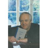 Tim Rice signed & on back promo colour photo 6x4 Inch. Is an English lyricist and author. Dedicated.