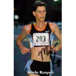Marla Runyan signed promo photo 6x4 Inch. Is an American track and field athlete, road runner and