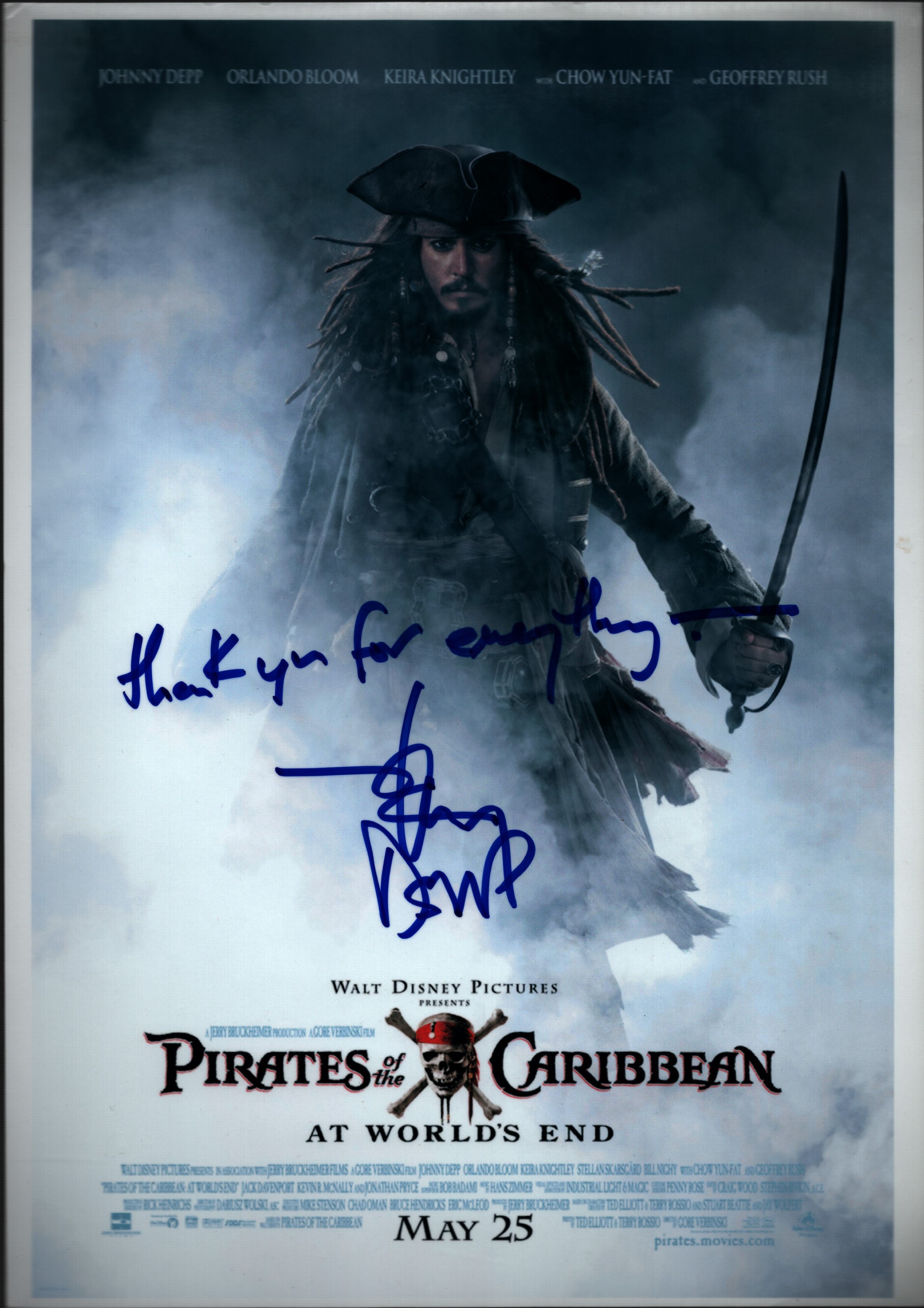 JOHNNY DEPP Actor signed 'Pirates Of The Caribbean' 8x12 Photo. Good Condition. All autographs