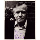 Peter Barkworth signed 10x8 inch black and white photo. Signature slightly smudged. Good
