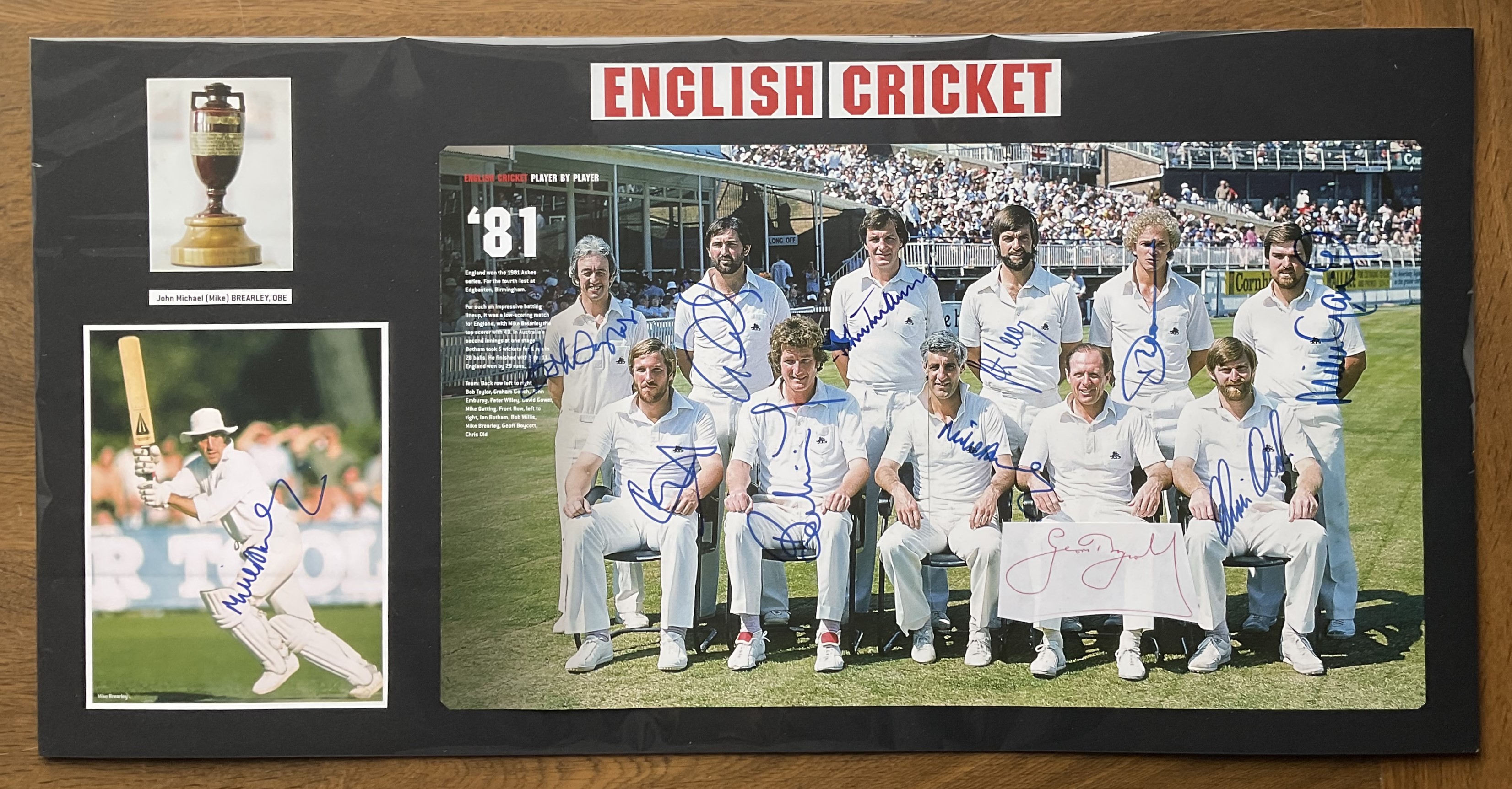 Cricket England 1981 27x14 inch multi signed signature piece 2 signed photos includes great names