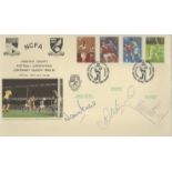 Norwich City Legends Martin Peters, John Bond and Kevin Bond signed Norfolk County FA FDC Double