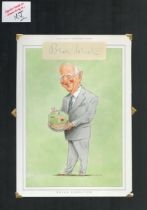 Brian Johnston signed 17x12 inch mounted colour caricature illustrated page. All autographs come