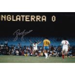 Football Autographed JOHN BARNES 12 x 8 Photo : Col, depicting England's JOHN BARNES celebrating