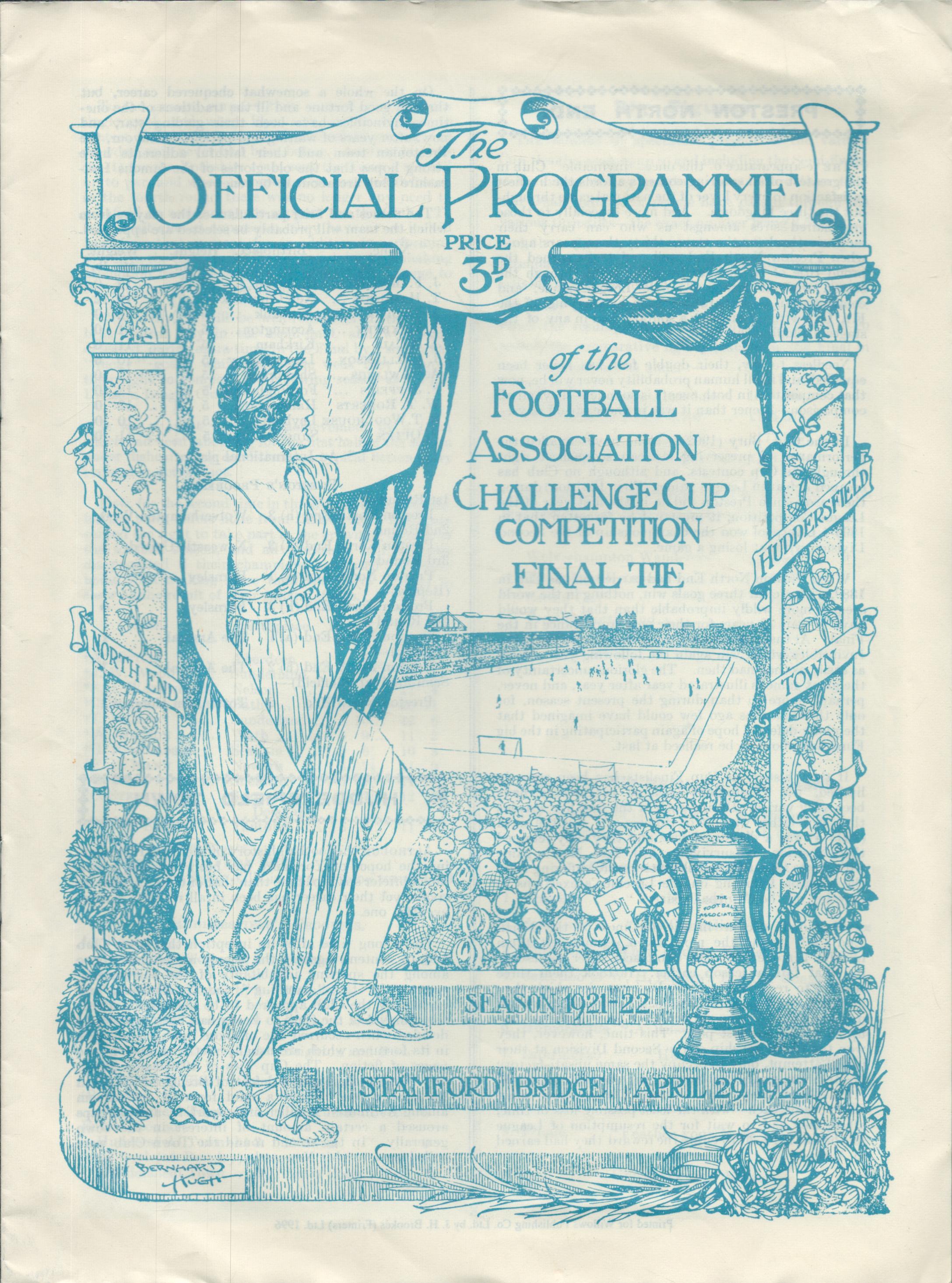 Football Preston North End v Huddersfield Town 1922 vintage FA Cup Final vintage programme. All