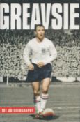 Jimmy Greaves signed hardback book titled Greavsie signature on the inside title page. All