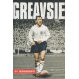 Jimmy Greaves signed hardback book titled Greavsie signature on the inside title page. All