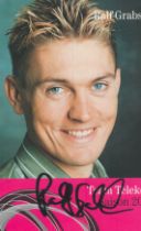 Ralf Grabsch signed 6x4 inch Team Telekom cycling colour promo photo. All autographs come with a