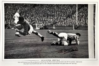 Football, Peter McParland signed 12x18 black and white photograph picturing him in action for