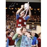 Football Autographed IAN ROSS 16 x 12 Photo : Col, depicting Aston Villa captain IAN ROSS holding