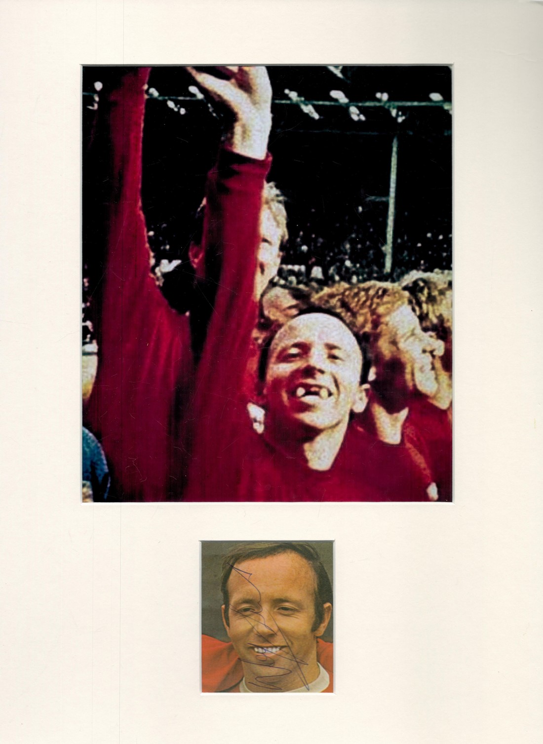 Football Nobby Stiles 16x12 overall mounted signature piece includes signed colour photo and 1966