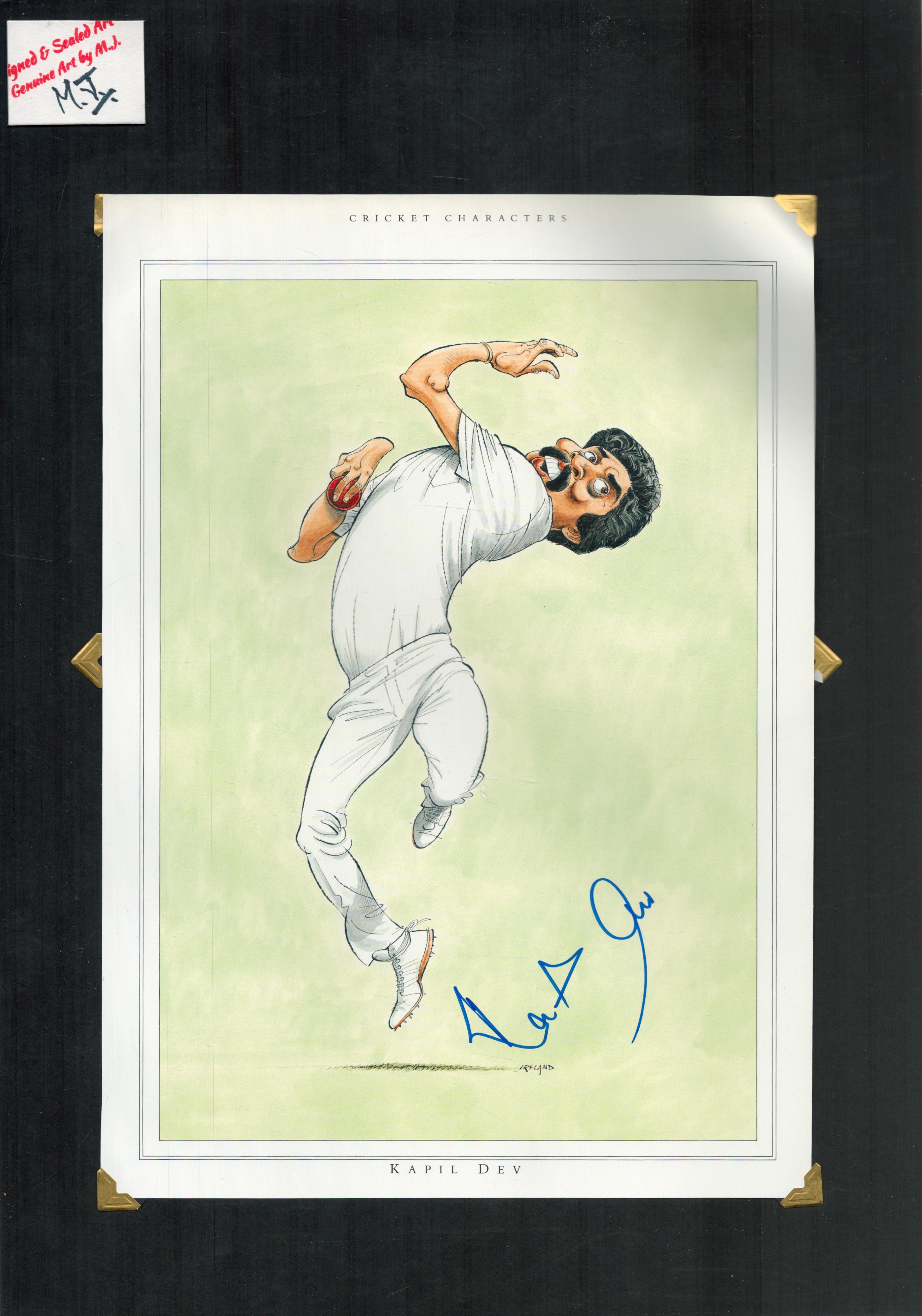 Kapil Dev signed 17x12 inch mounted colour caricature illustrated page. All autographs come with a