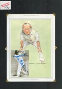 Keith Fletcher signed 17x12 inch mounted colour caricature illustrated page and black and white