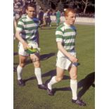 Football Autographed WILLIE WALLACE 16 x 12 Photo : Col, depicting Celtic's Jimmy Johnstone, closely