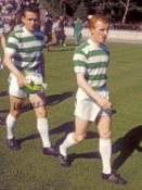 Football Autographed WILLIE WALLACE 16 x 12 Photo : Col, depicting Celtic's Jimmy Johnstone, closely