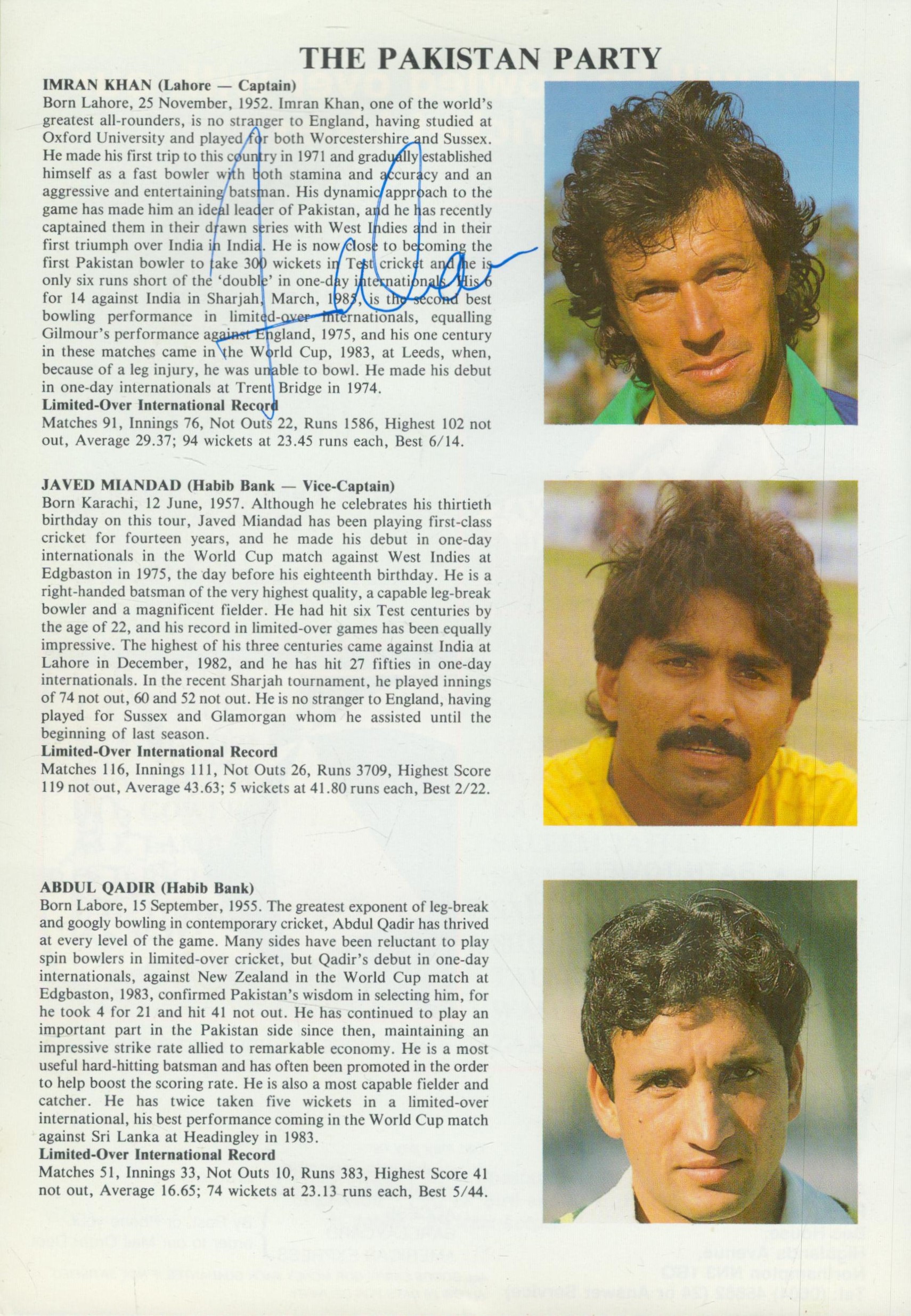 Cricket England versus Pakistan 1987, 3rd One Day International programme multi signed includes - Bild 2 aus 4