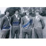 Football Autographed ENGLAND 12 x 8 Photo : B/W, depicting a wonderful image showing Derby County'