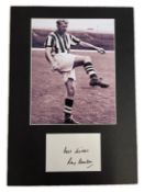 Football Ray Barlow Signed White Signature Card, With Colour Photo, Mounted Professionally to an