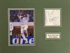 Cricket Nixon McClean (West Indies) Signed Signature Piece, With Colour Photo, Mounted
