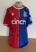 Crystal Palace multi signed football shirt signed by current squad members and others. Approx 12