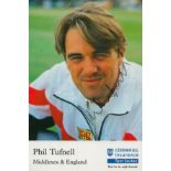 Phil Tufnell signed 6x4 inch colour Cornhill Insurance promo photo. All autographs come with a